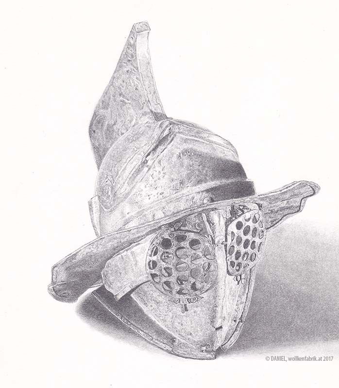 Roman helmet, hand drawing, Daniel Kranewitter
